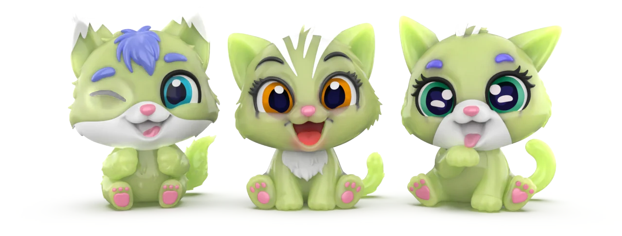 Mystery GID Kitties (x3, glow in the dark)